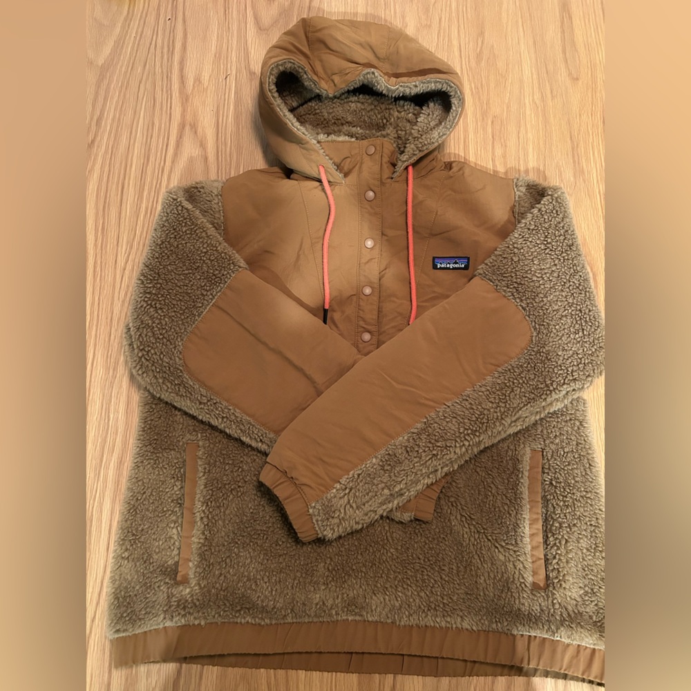 PATAGONIA SHELLED RETRO-X FLEECE PULLOVER NEST BROWN W/BEAR BROWN Size Large